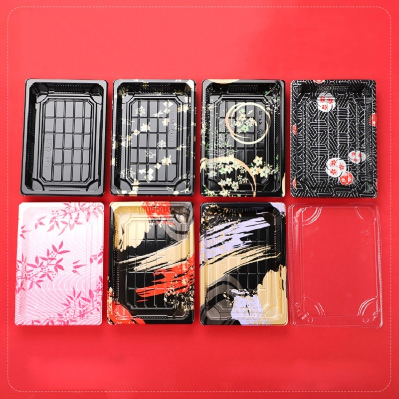 Disposable Rectangle Plastic Anti-Fog Sushi Container Tray for Package Tableware
