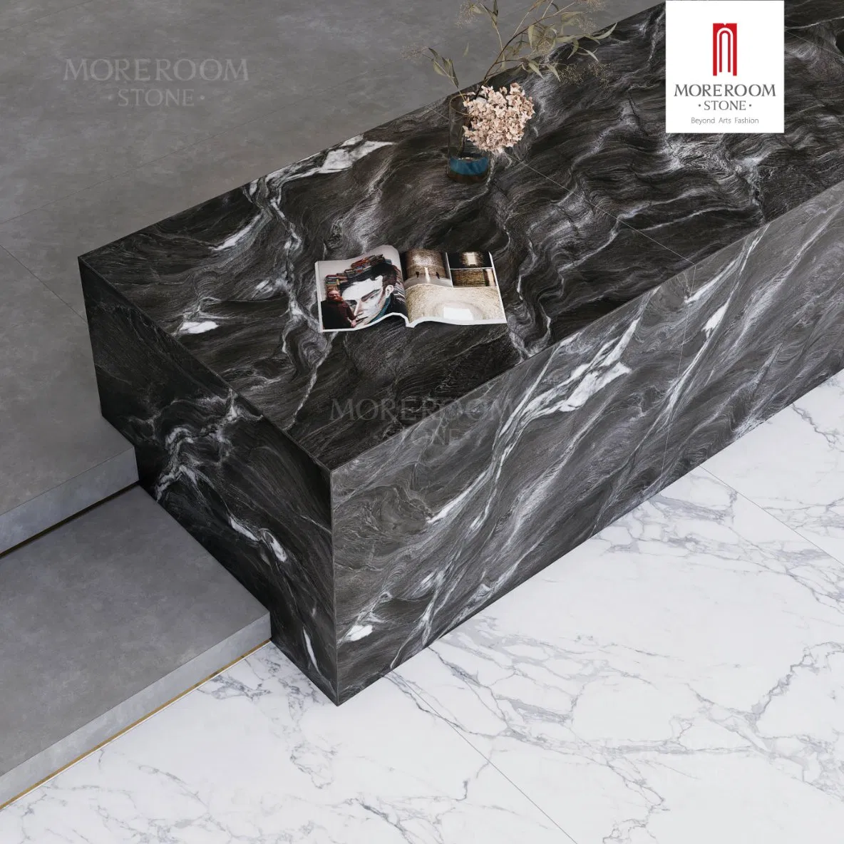 Artificial Marble Countertop Slab Glossy Surface Laminate Porcelain for Kitchen