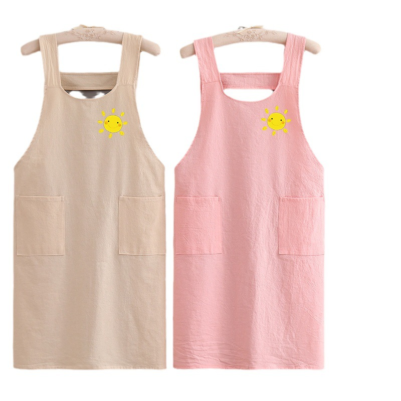 Custom Logo Canvas Chef Cotton Unisex Uniform Cooking Kitchen Salon Barber Aprons Commercial Cafe Restaurant Work Waitress Apron