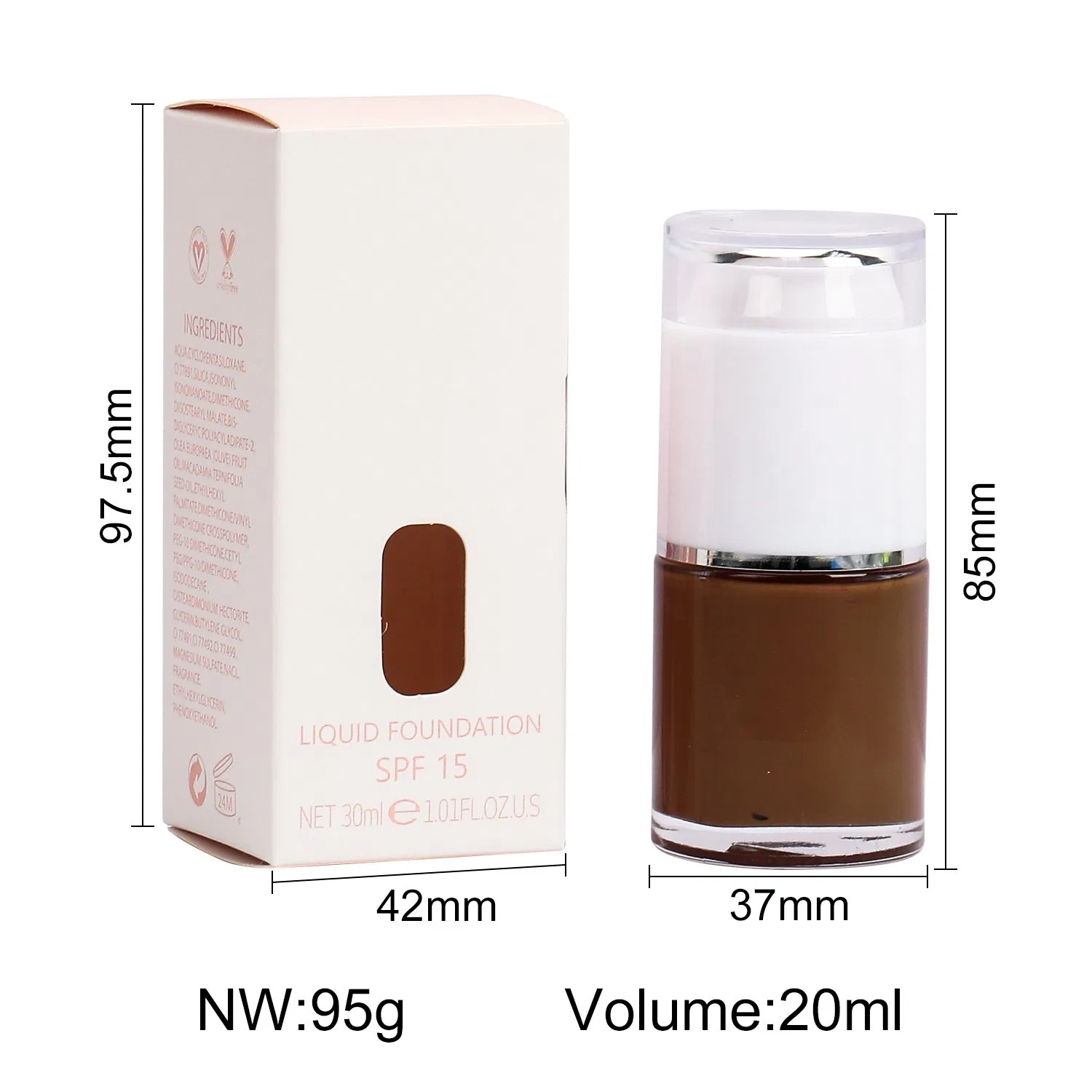 Factory Price Private Label Brighten and Sunscreen Matte Liquid Foundation