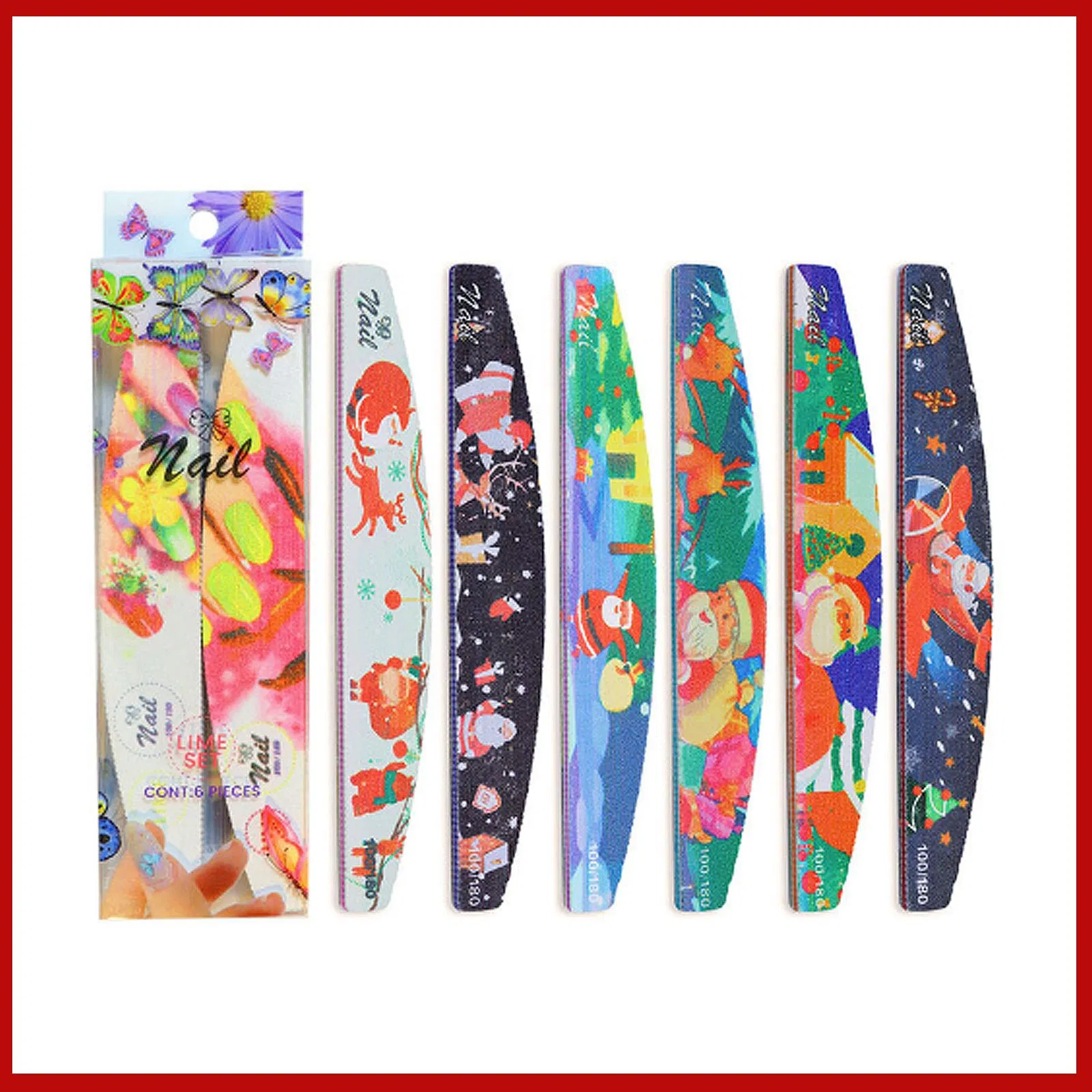 Flowers Pattern Nail Files Set Double-Sided Sanding Strip for Manicure