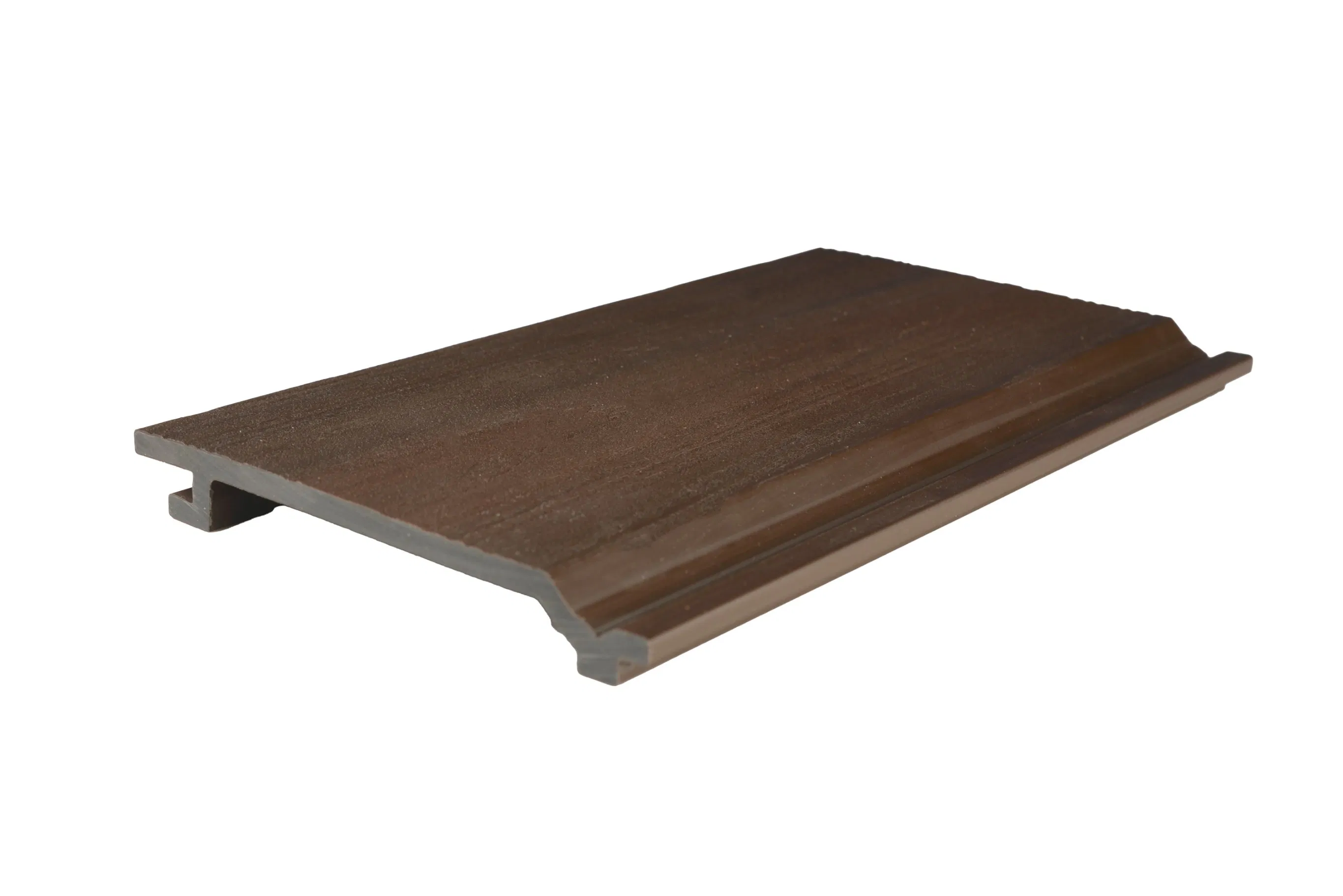 Seamless Grooved Textured Gray Brown Flat Shiplap Capped Composite Siding WPC Wall Cladding 5"