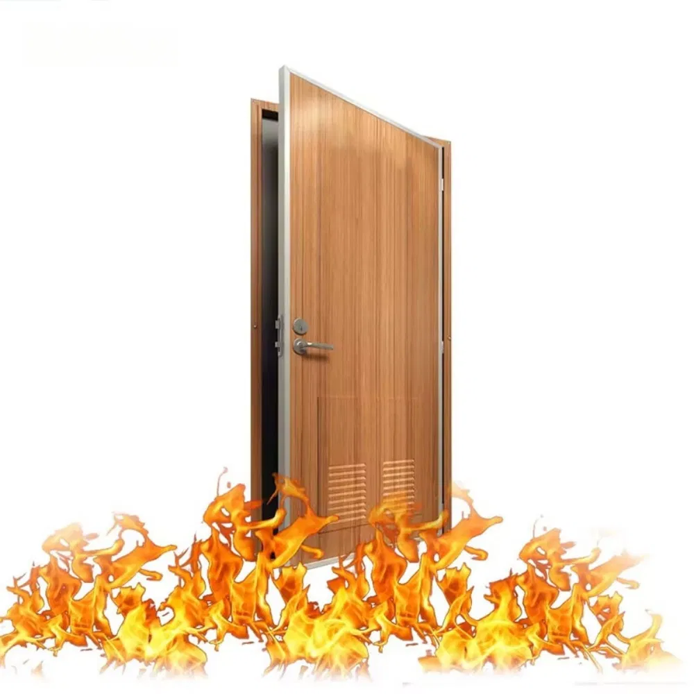 Steel Fire Entry Doors with Fire Escape Lock Configuration Featuring Tempered Glass and Painted Polymer Surface