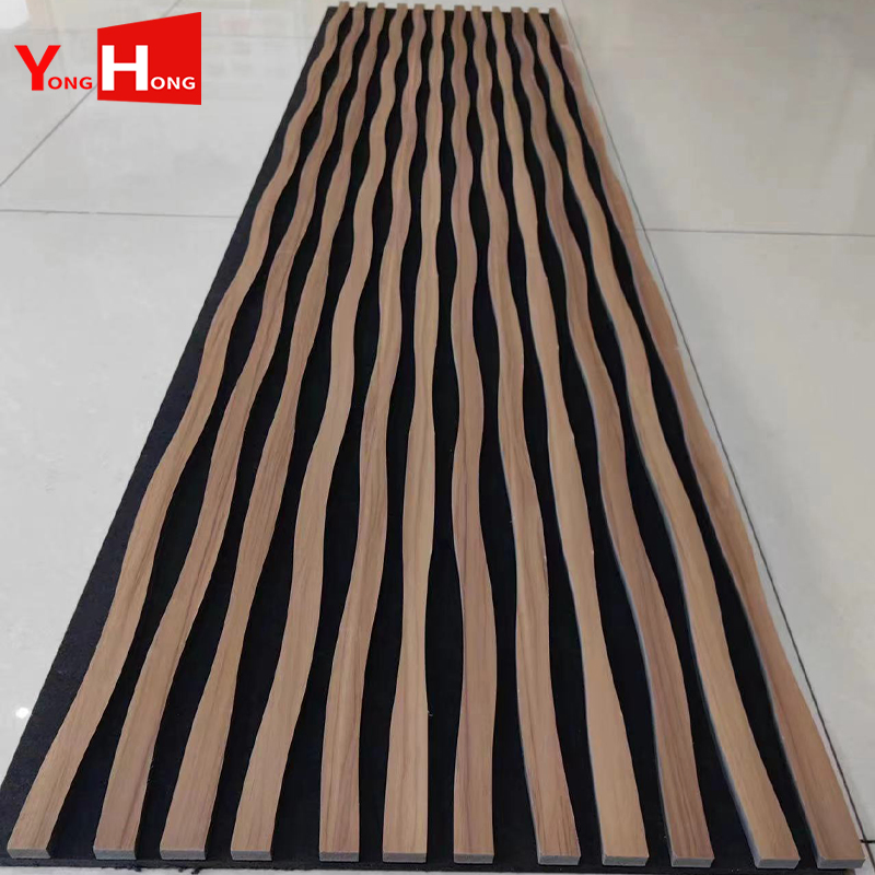 Interior Decorated Building Material 3D Acoustic Pet Felt Wooden Wall Panel