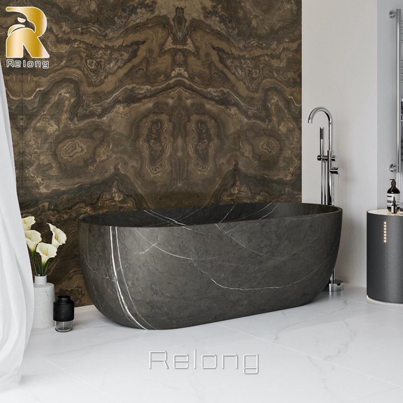 Мраморная ванна черная, на заказ