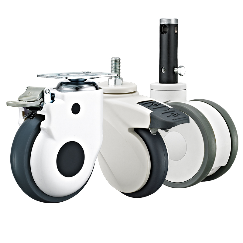 3" 4" 5" Hospital Bed TPR Central Locking Trolley Medical Caster Wheels