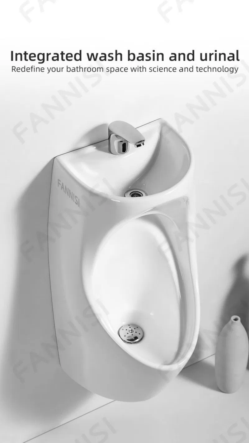Factory Wholesale Wall Mounted Modern Ceramic Sensor Urinal with Wash Basin