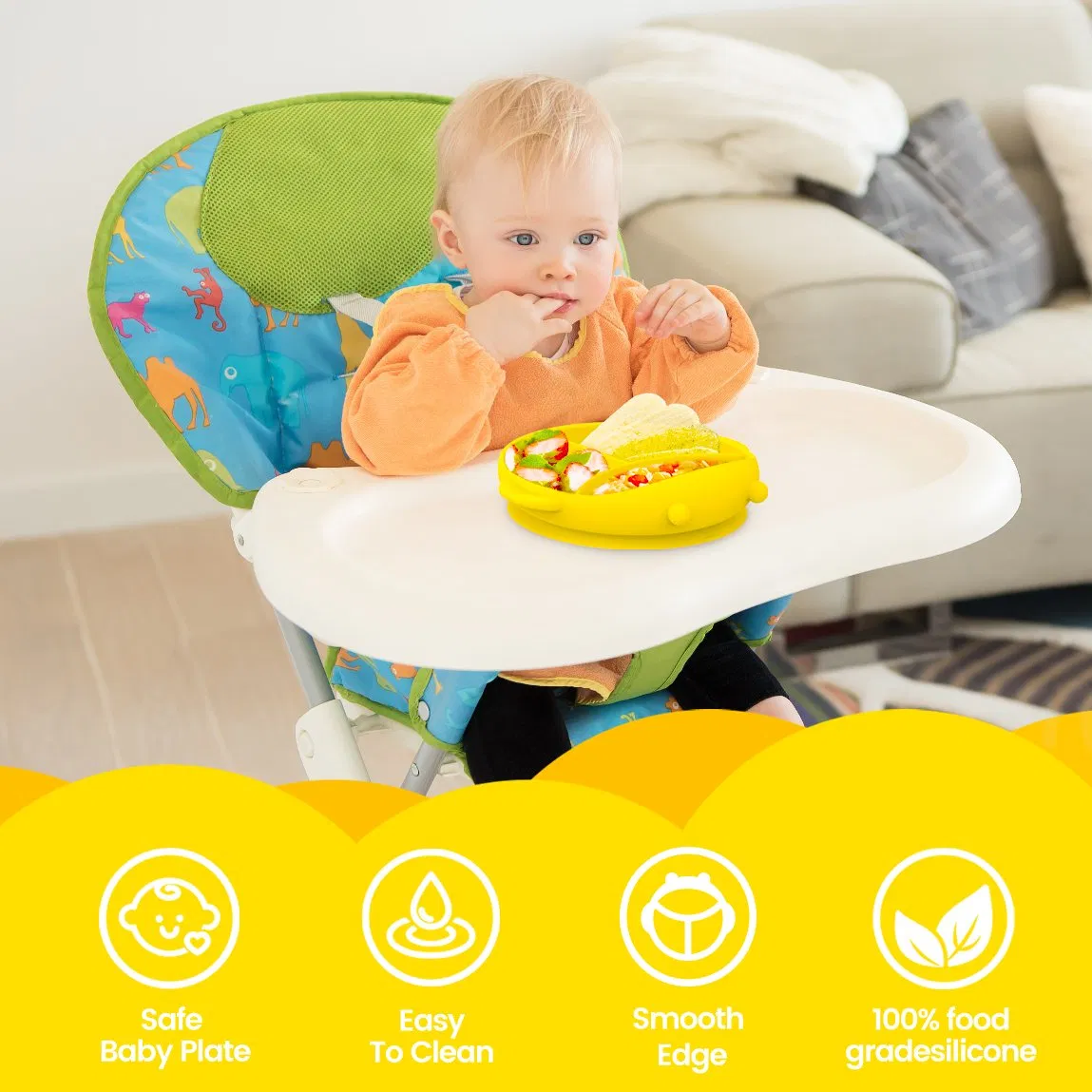 Suction Plates for Babies & Toddlers -Plates Stay Put with Suction Feature, Divided Design