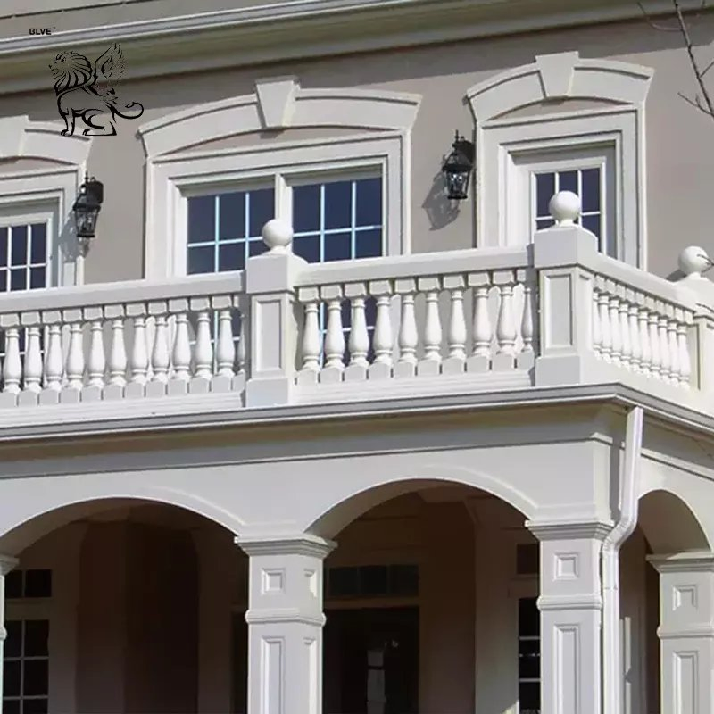 Factory Hand-Carved Garden Natural Stone Balcony Handrail White Marble Stair Railing Designs for Sale