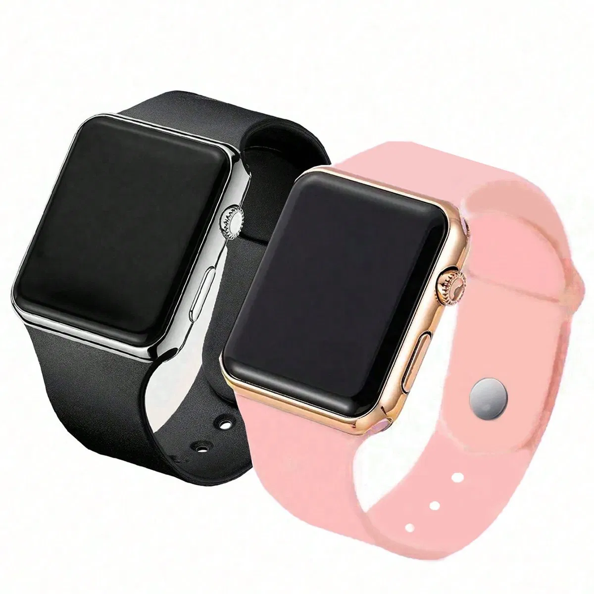 Couple's Gift Watch Set Pink White Silicone Fashion