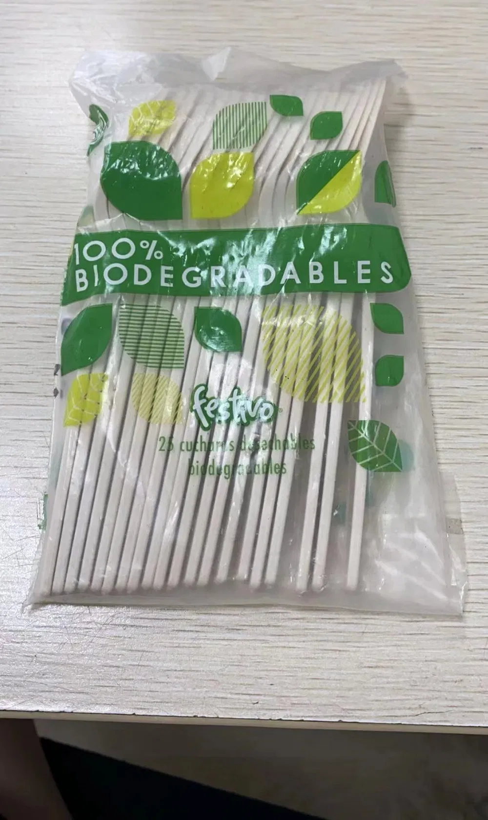 Bio-Based Plastic Disposable Series 6" Spoon Knife Fork Wrapped Cutlery Set Kit 6 in 1