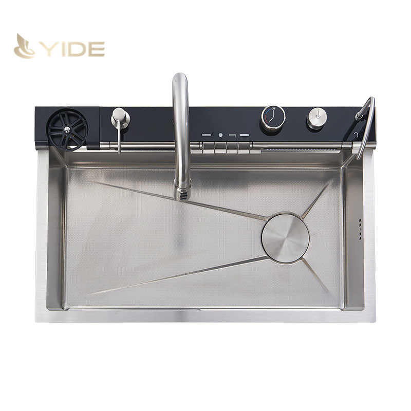 Sleek Black Stainless Steel Smart Sink Suitable for Home and Hotel Use