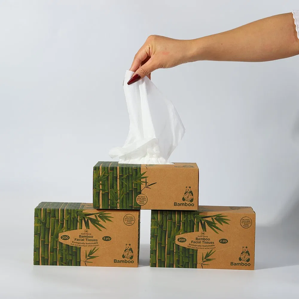 BSCI/OEM Factory Eco-Friendly/Tree Free 2/Ply3ply Strong Soft Bulk White 100% Bamboo Paper Facial Tissue for Bathroom/Home/Hotel
