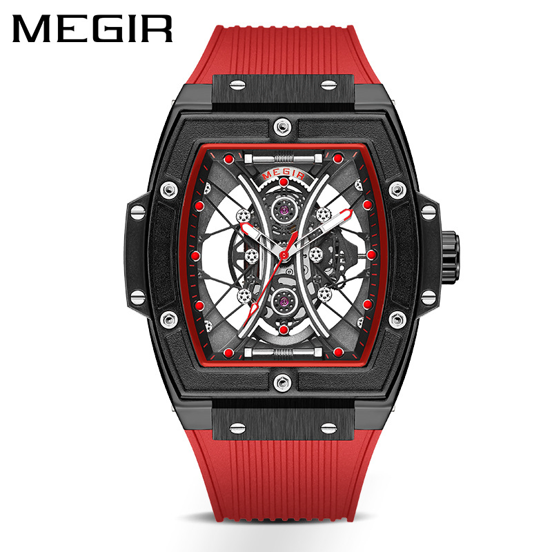 Hot-Selling Brand Megir Silicone Band Sports Fashion Square Waterproof Men's Quartz Watch