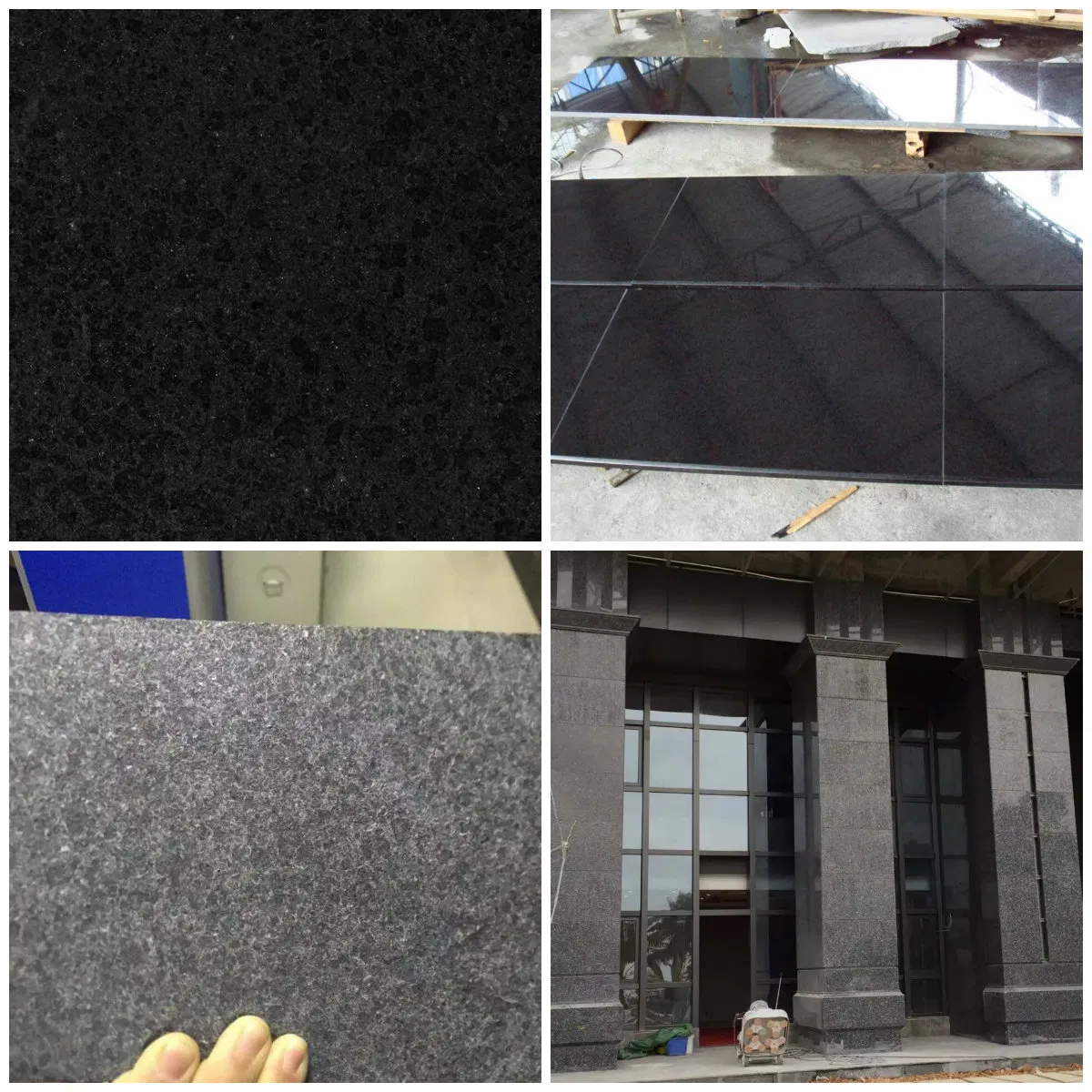 Honed, Flamed, Natural G684 Fuding Black Pearl, Black Granite Tile