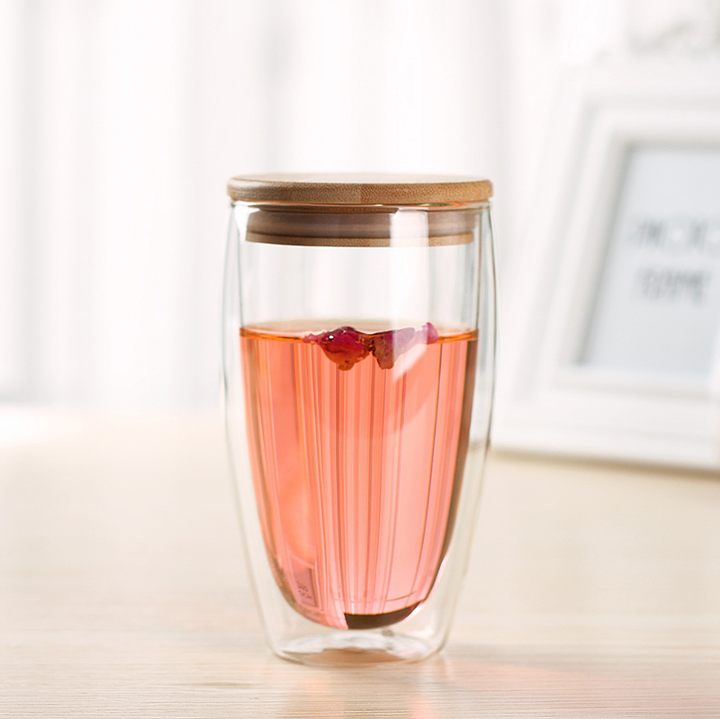 Double Wall Glass Cup with Bamboo Lid