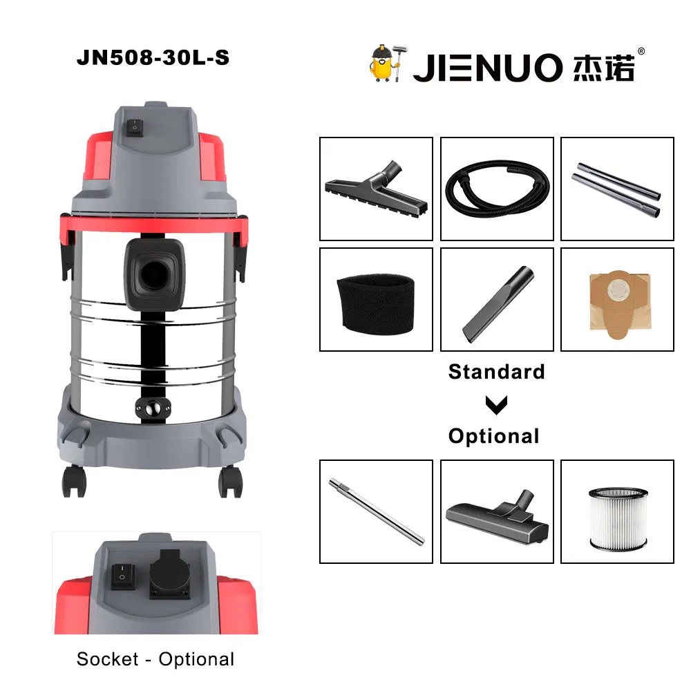 30L Wet Dry Vacuum Cleaner with Water Filtration Industrial Carpet Cleaner Stainless Steel High Power