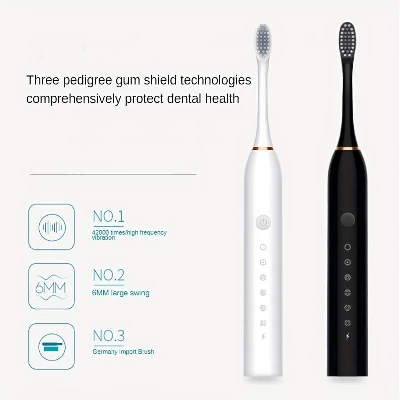 Sonic Electric Toothbrush for Adults - Rechargeable Ipx7 Waterproof Smart Timer