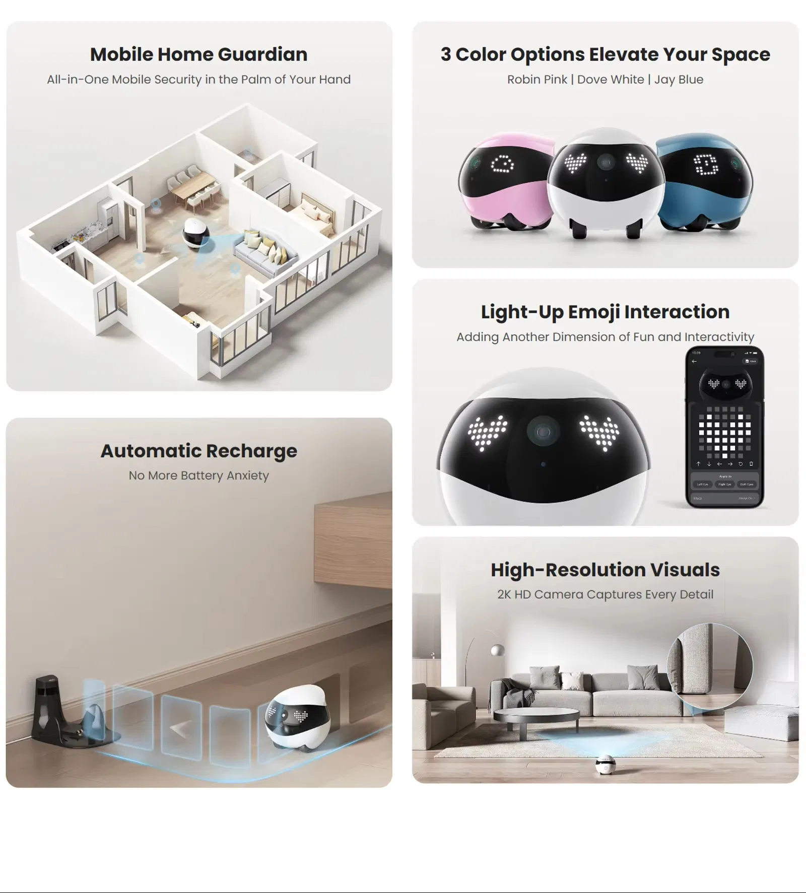Intelligent Ai Robot - Home Guardian Pet Interactive Companion Elderly Care Robothome Wireless Security Mobile Monitoring
