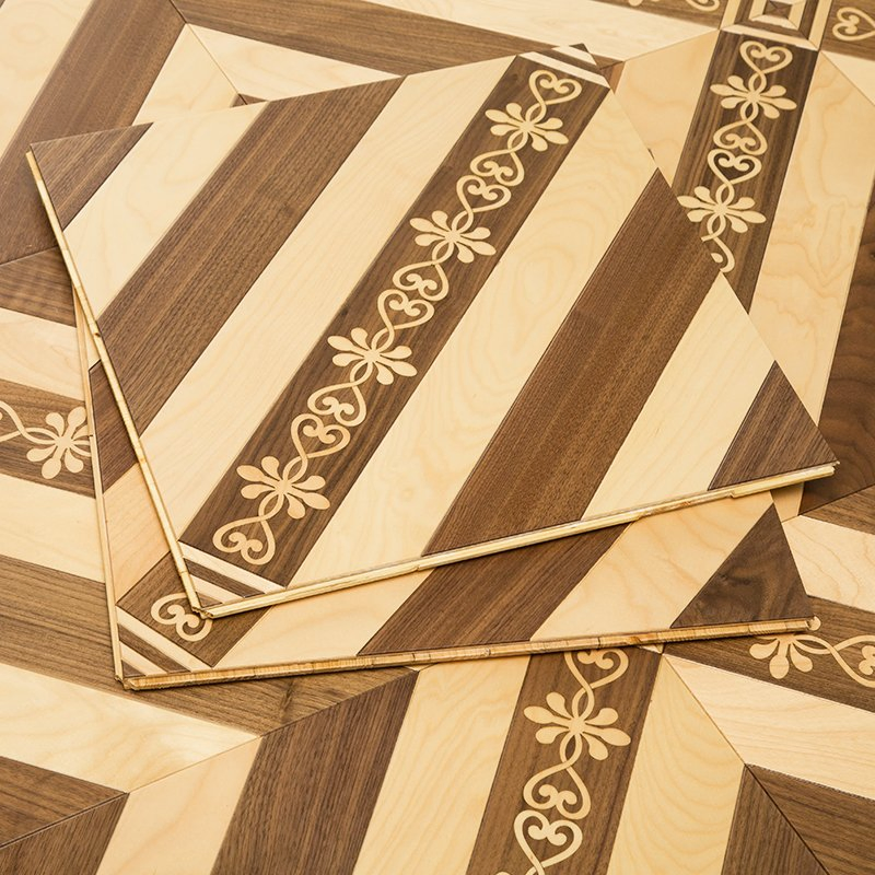 Artistic Parquet Flooring with Beaded Square Design