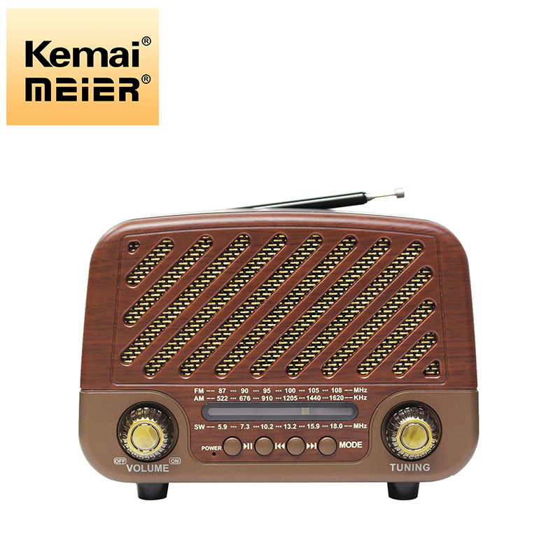 OEM Factory Hot Sale Retro FM/Am/Sw Portable Multiband Radio Built-in Speaker Bt/USB/TF Rechargeable AC/DC Home Radio