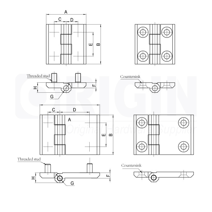 Door Hinge Bright Chrome&Black Coated Heavy Duty Electrical Panel Door Hinge