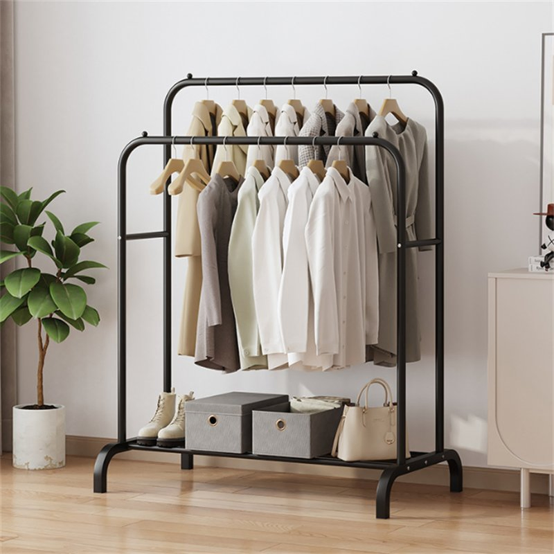 Hanging Clothes Rack, Floor Standing High and Low Double Pole Style, Clothes Rack