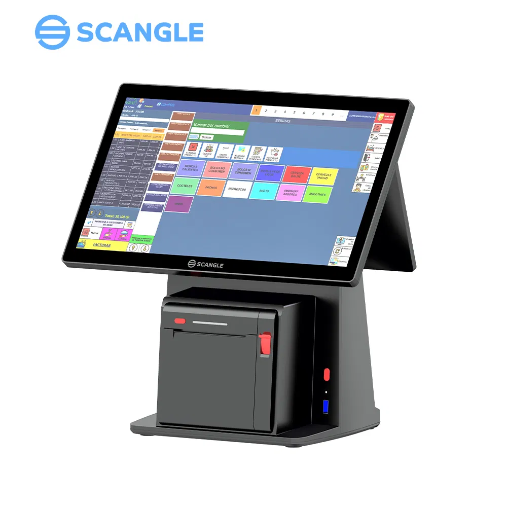 Scangle POS Cash Register System Windows Dual Screen Touch POS Machine Internal 80mm Printer&Qr Scanner