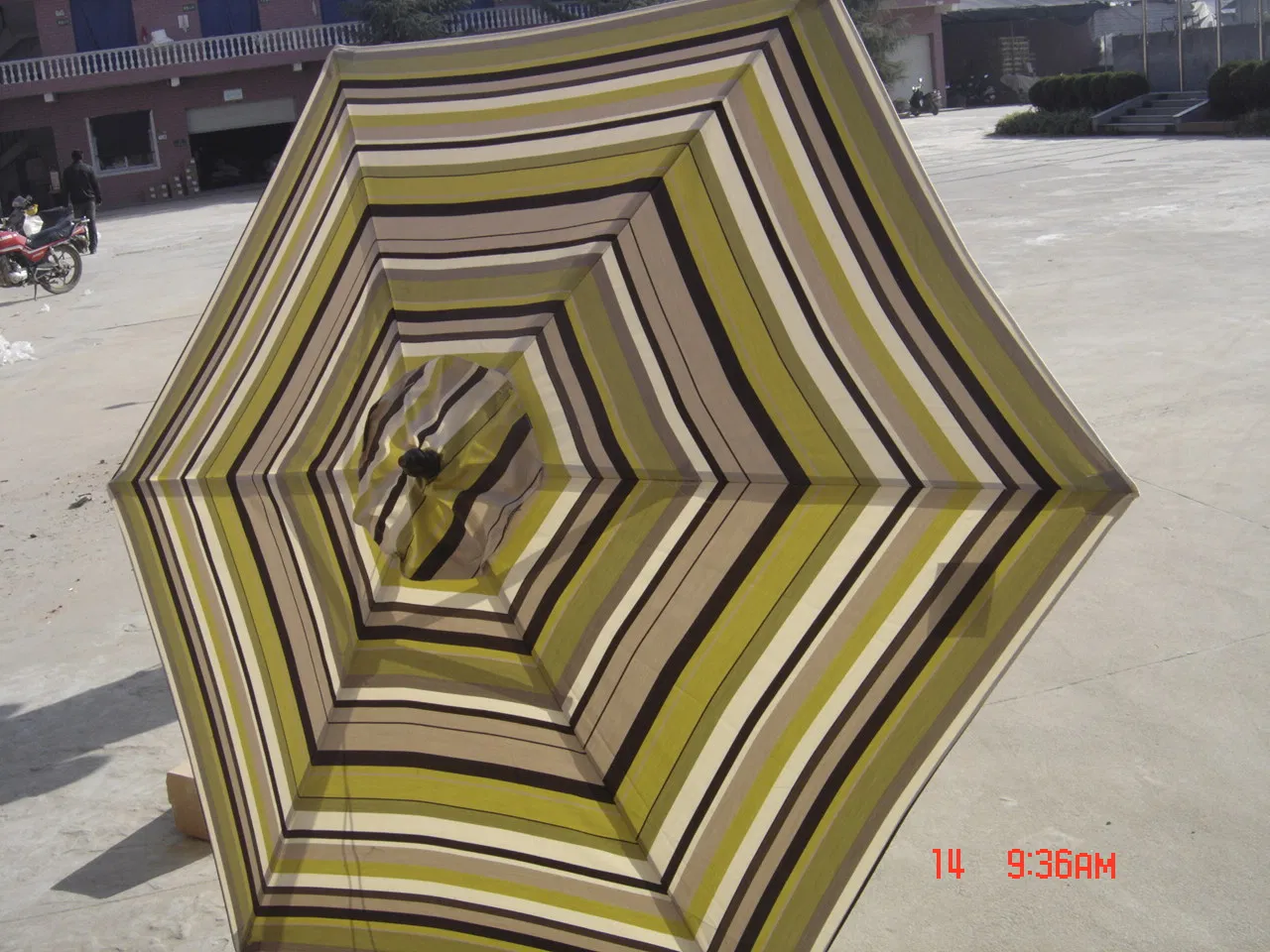 Wooden Market Umbrella Parasol Patio Garden Outdoor Dia. 2m Stripe Cover