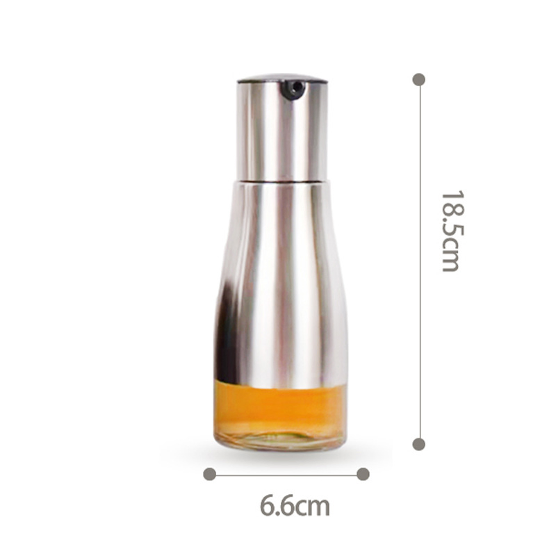 304 Stainless Steel 350ml Oil Glass Bottle for Kitchen Soy Sauce Vinegar Dispenser Seasoning Bottle