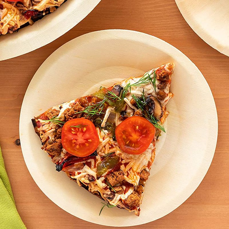 Biodegradable Disposable Wooden Tableware 195mm Diameter Wooden Round Plate Custom Party Supply