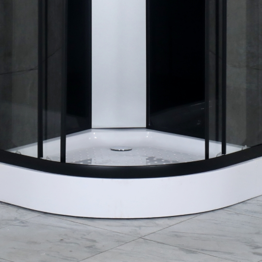 Fan-Shaped Simple Shower Enclosure, 4mm Clear Glass, Black