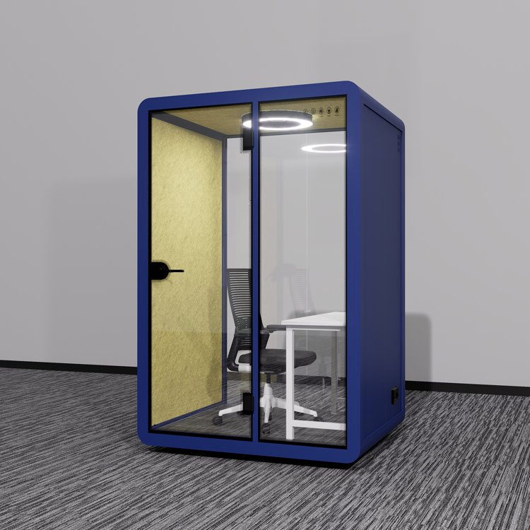 Modular Soundproof Pod with Bench Seating for Hospital Waiting Area