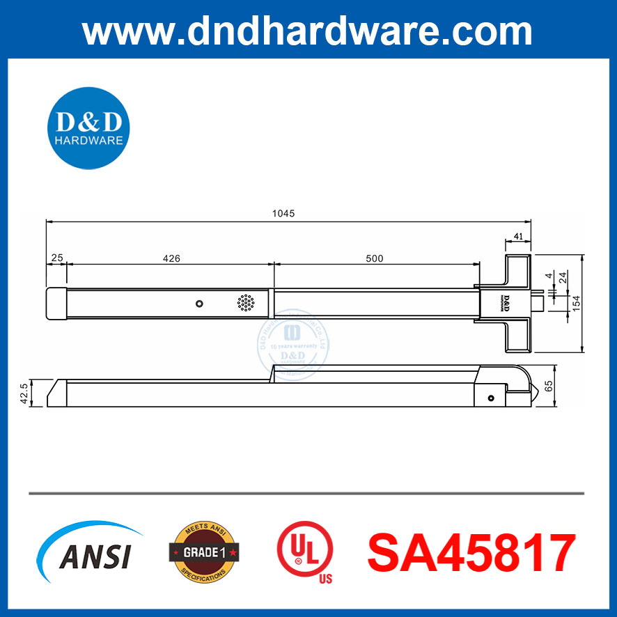 China High Quality UL305 Steel Bar Panic Exit Device Hardware with Alarm