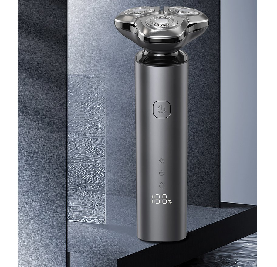 Waterproof Electric Shaver with LED Display and Three Blades