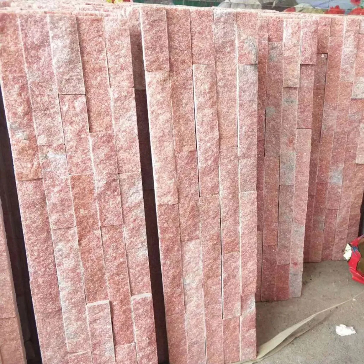 Pink Quartz Slate Veneer Stone Building Material for Outdoor Garden Stone Wall Cladding