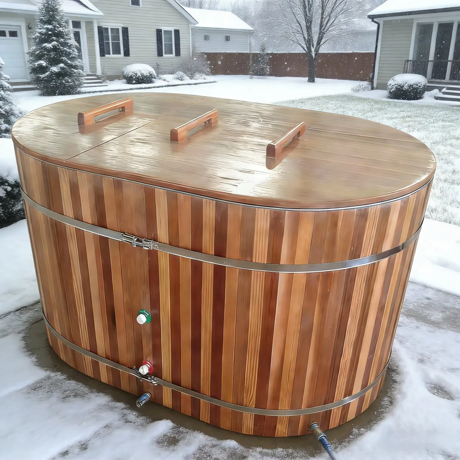 Кедровая ванна для ледяного купания с чиллером и фильтром