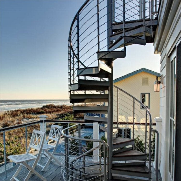 Modern Stylish Indoor/Outdoor Wrought Iron Spiral Stairs Galvanized Steel Metal Staircase for Attic Use Straight Shape for House