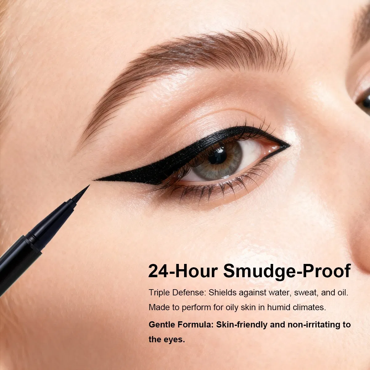 Best Permanent Hypoallergenic Natural Vegan Waterproof Smudge Proof Liquid Eyeliner OEM Manufacturing