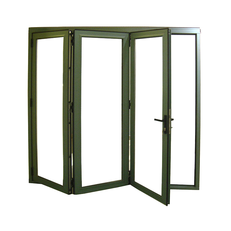Top Design Interior Lockable Aluminum Bifold Door Thin Frame Folding Double Tempered Glass Doors