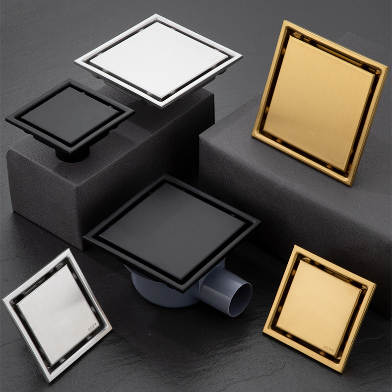 Квадратный антизапаховый слив для душа из нержавеющей стали