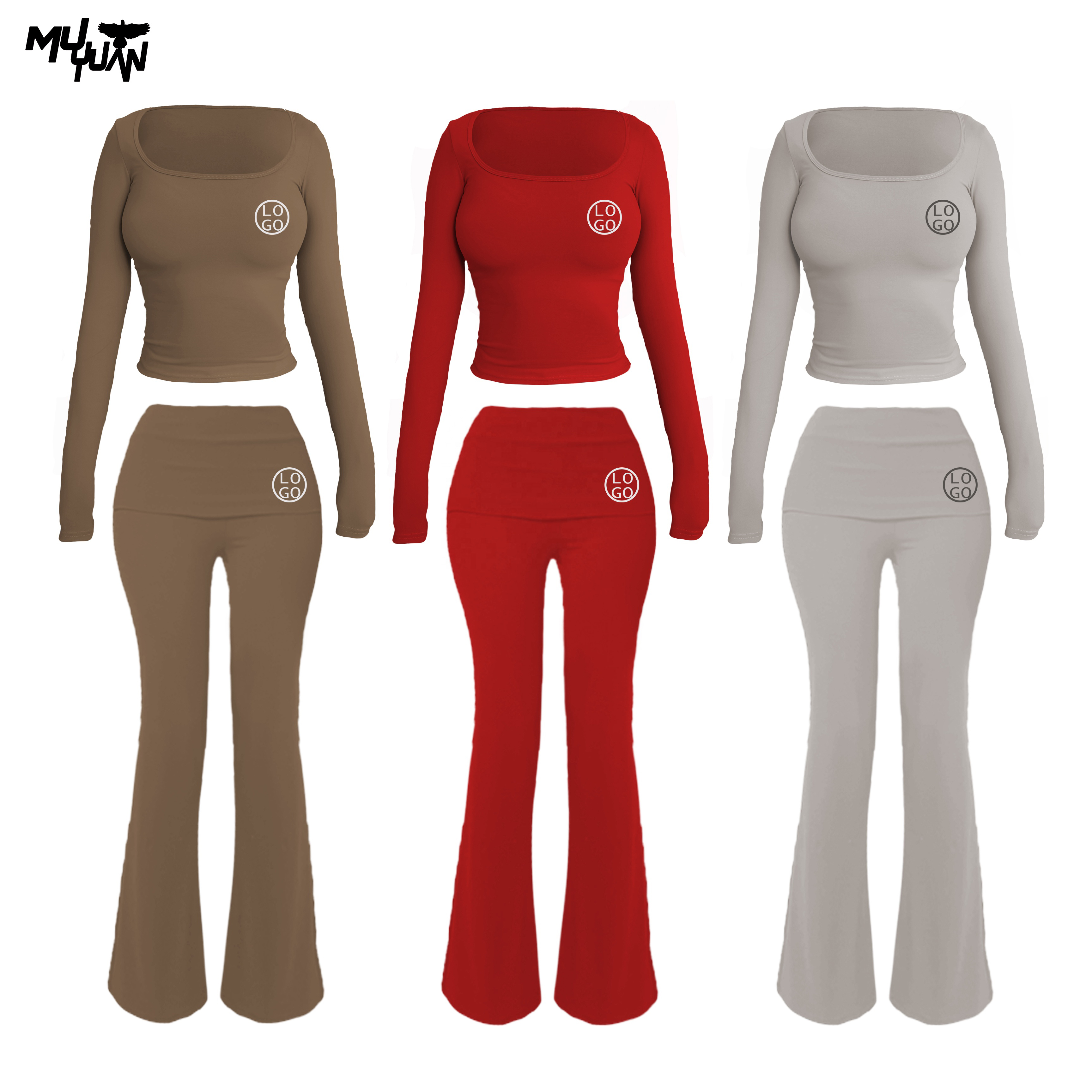 Комплект женский леггинсы хлопковые и топ с длинным рукавом