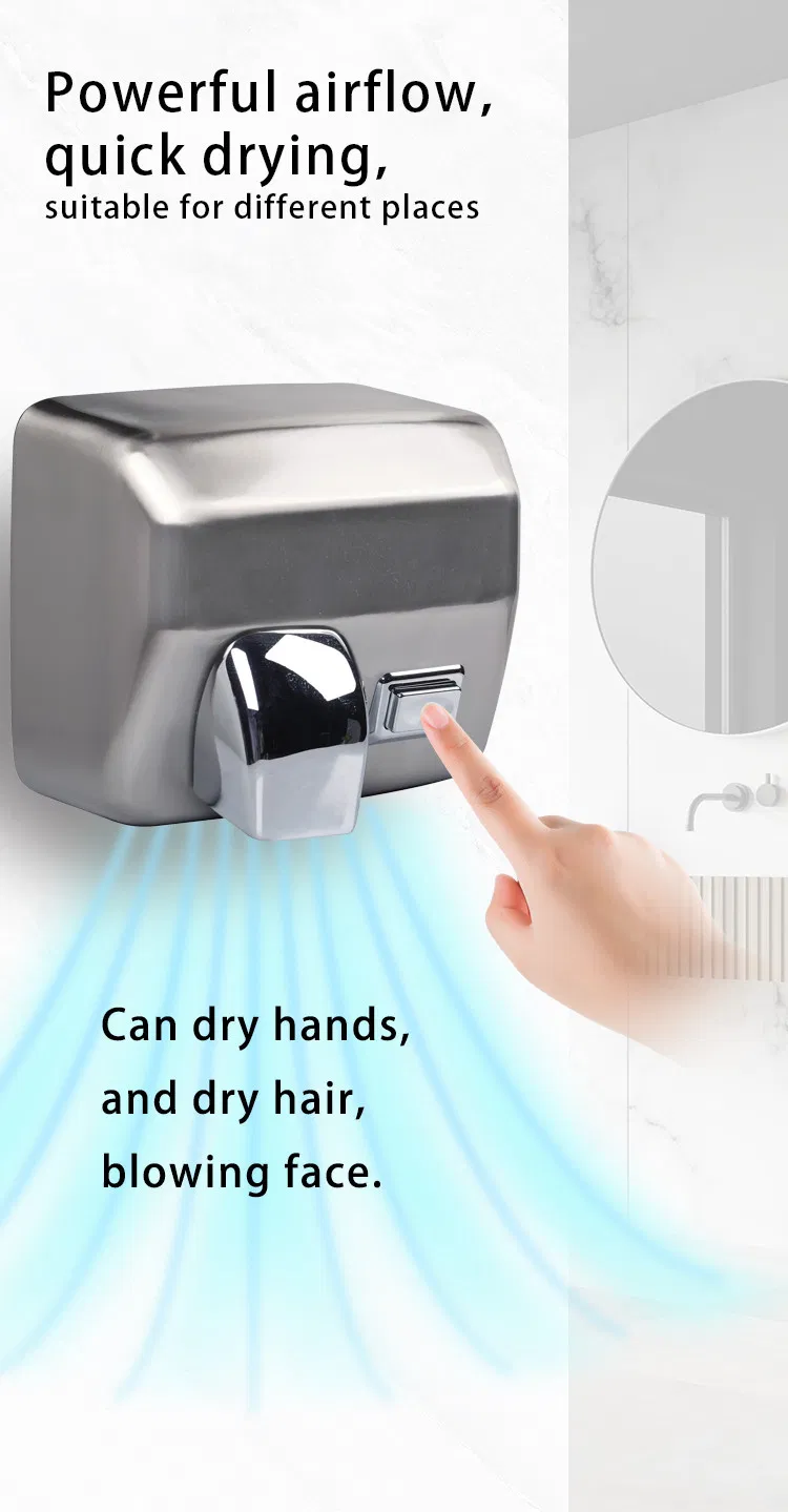 Toilet Quick Dry High Speed Strong Body 304 Stainless Steel Jet Hand Dryer