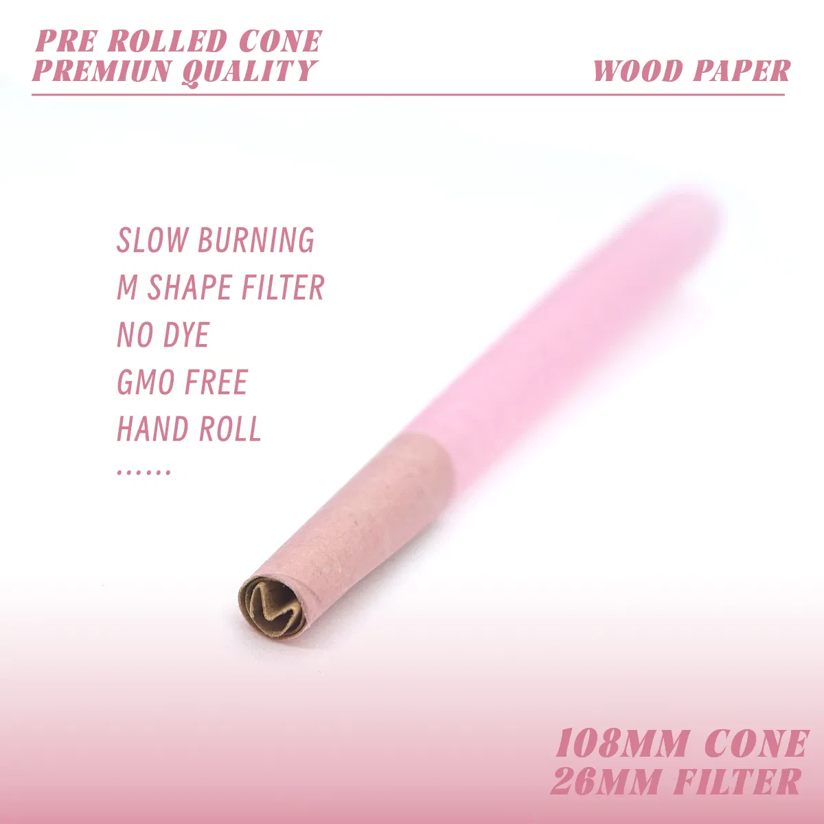Pink Pre Rolled Cones 109mm Cigarette Rolling Paper with Filter