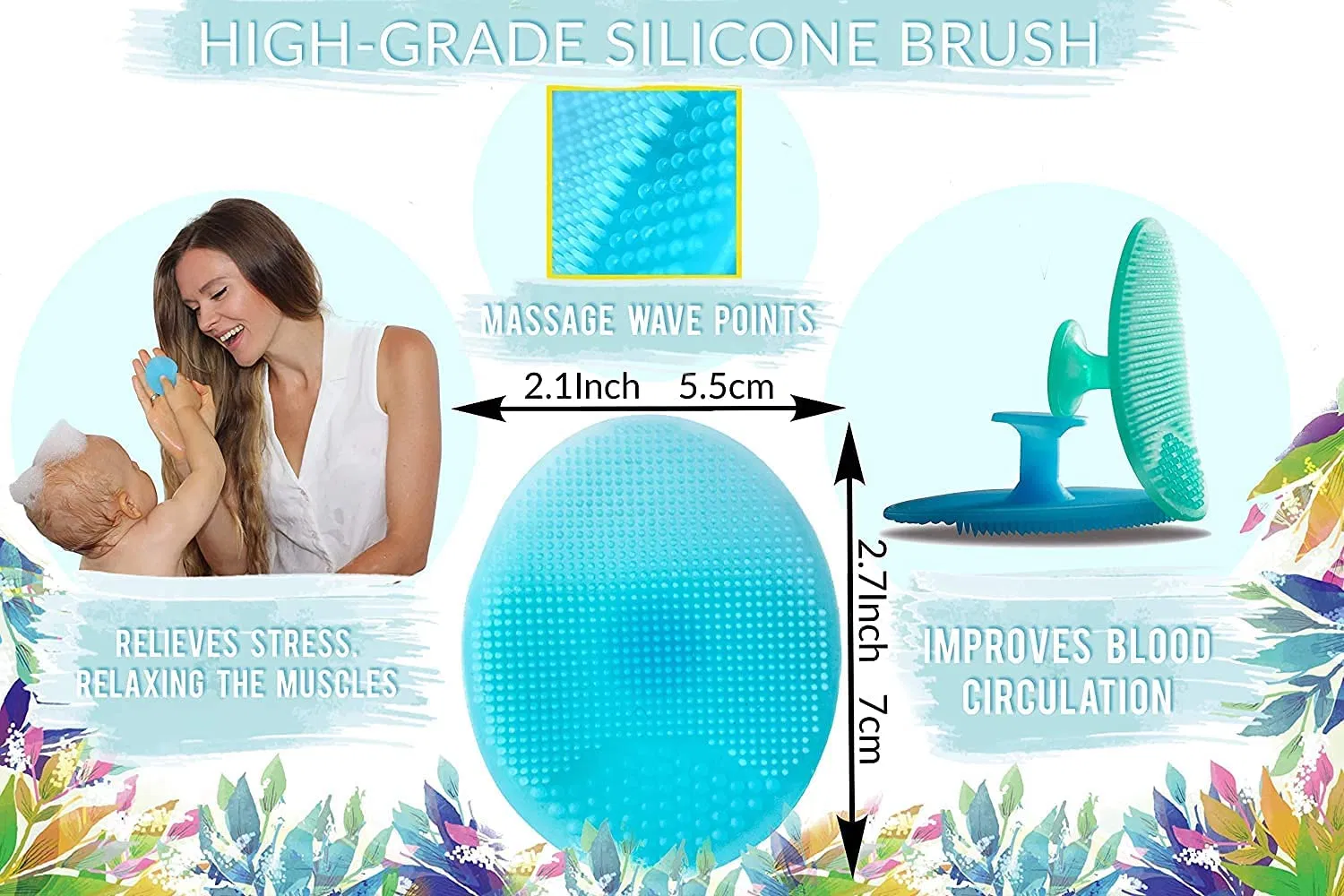 Silicone Baby Bath Shower Brush Soft Alternative to Towel for Quick Drying Hair Brush