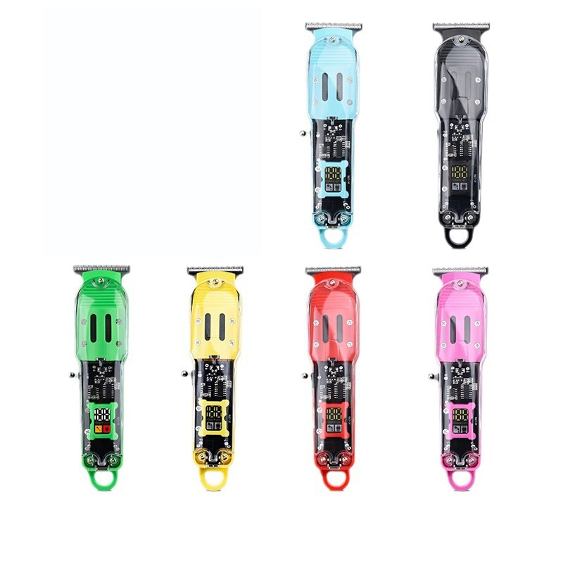 Transparent Electric Men's Beard Trimmer Cordless Hair Clipper Adjustable Limiting Comb Household Electric Hair Trimmer Kit