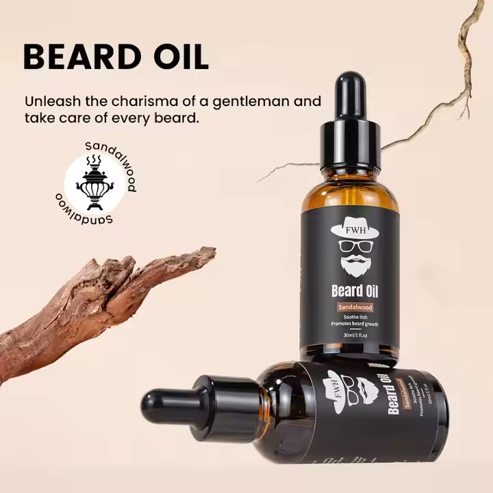 OEM Men's Beard Growth Liquid Care Essential Oil Sandalwood Beard Oil
