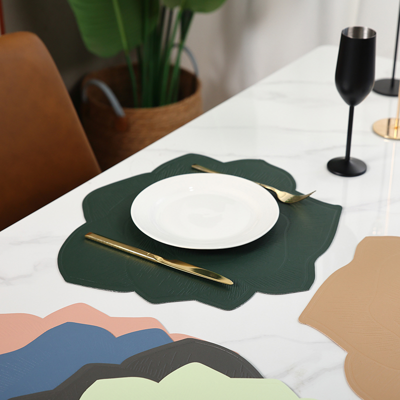 Nordic Style Heat-Resistant Leather Dining Table Mat Set