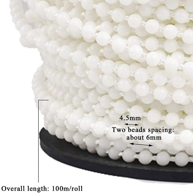 POM White Plastic Bead Blinds Chains for Blinds, Shades & Shutters