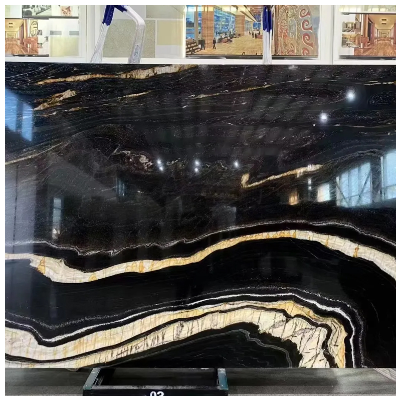 Black and Gold Dark Star Quartzite Slabs